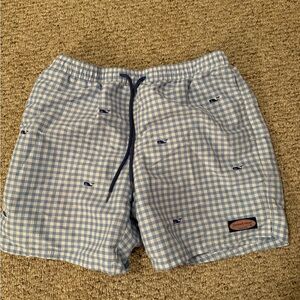 Large Blue Checkered Vineyard Vines Swim Trunks